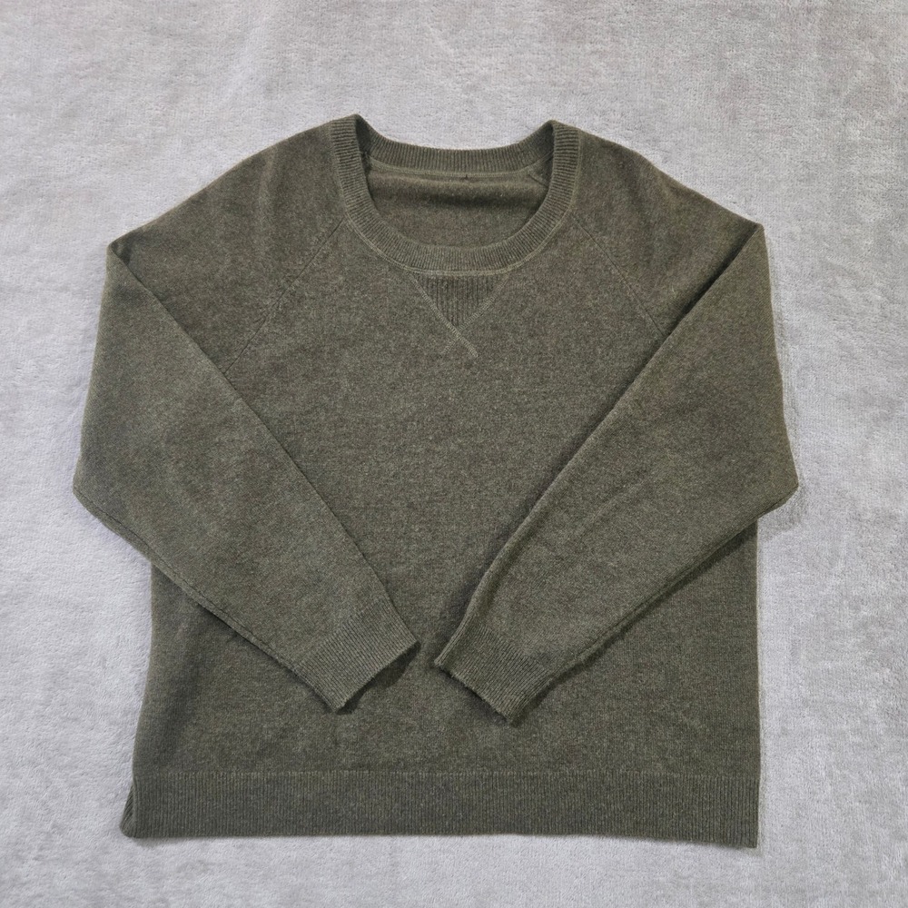 Garnet Hill 100% Cashmere Sweater Large Olive Green Old Money Preppy Granola
